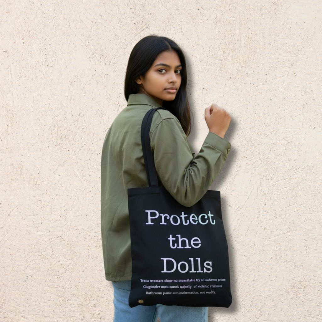 Protect the Dolls Statistics Black Tote Bag | 20% goes to Mermaids