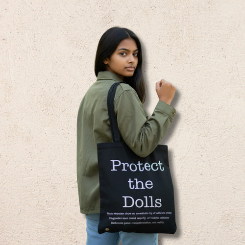 Protect the Dolls Statistics Black Tote Bag | 20% goes to Mermaids