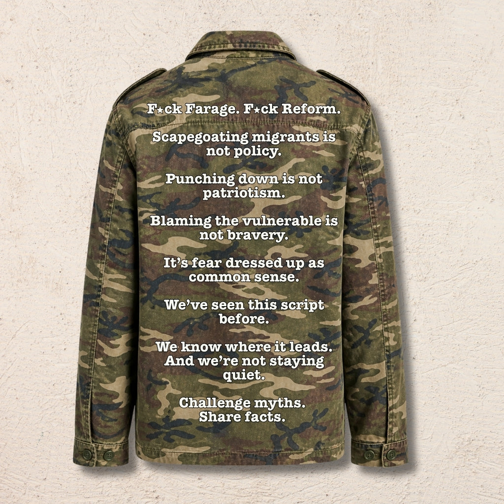 What Are You Angry About? Custom Preloved Protest Army Jacket Medium | 20% to charity (Copy) (Copy)
