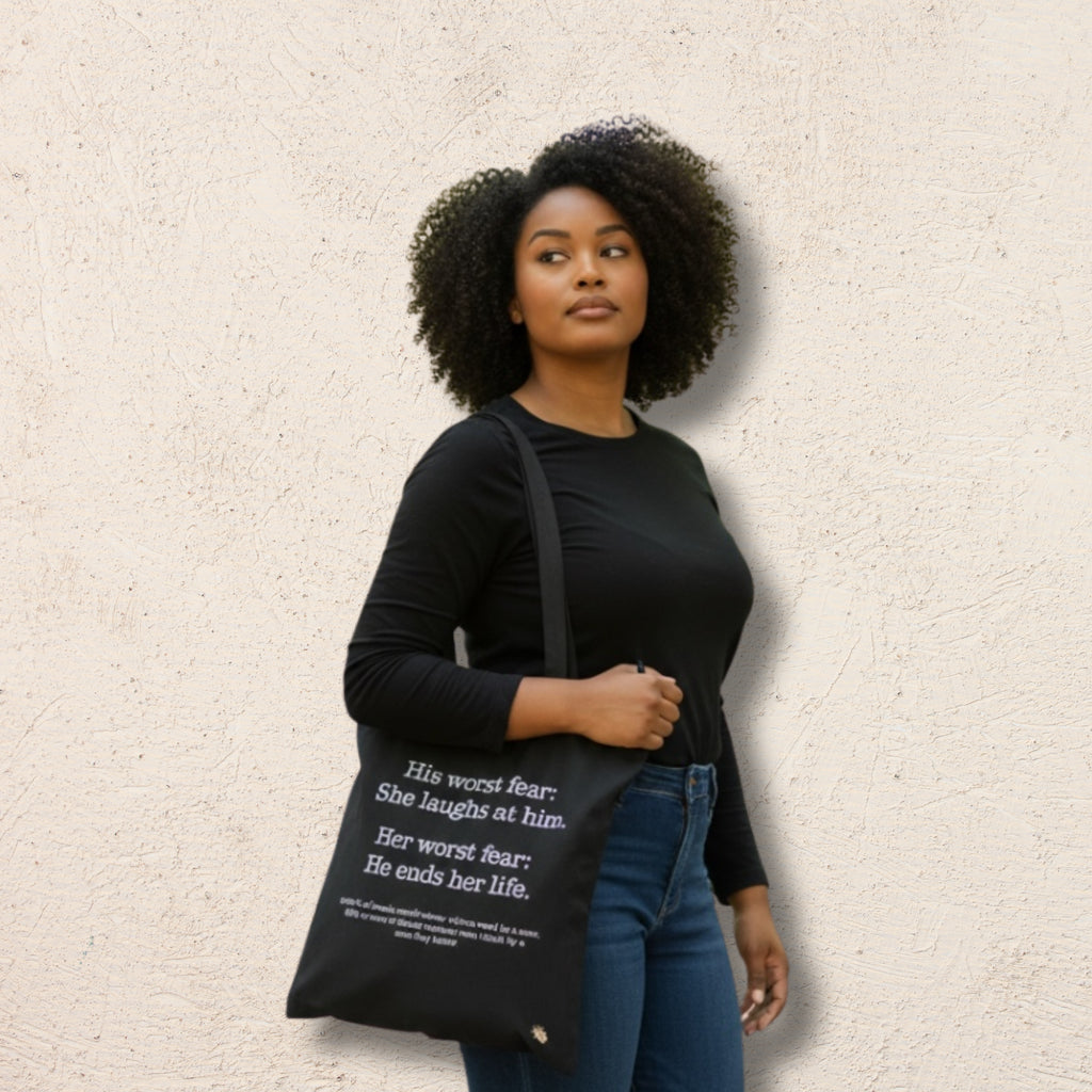 Women's Rights Statistics Black Tote Bag | 20% goes to The Girls’ Network