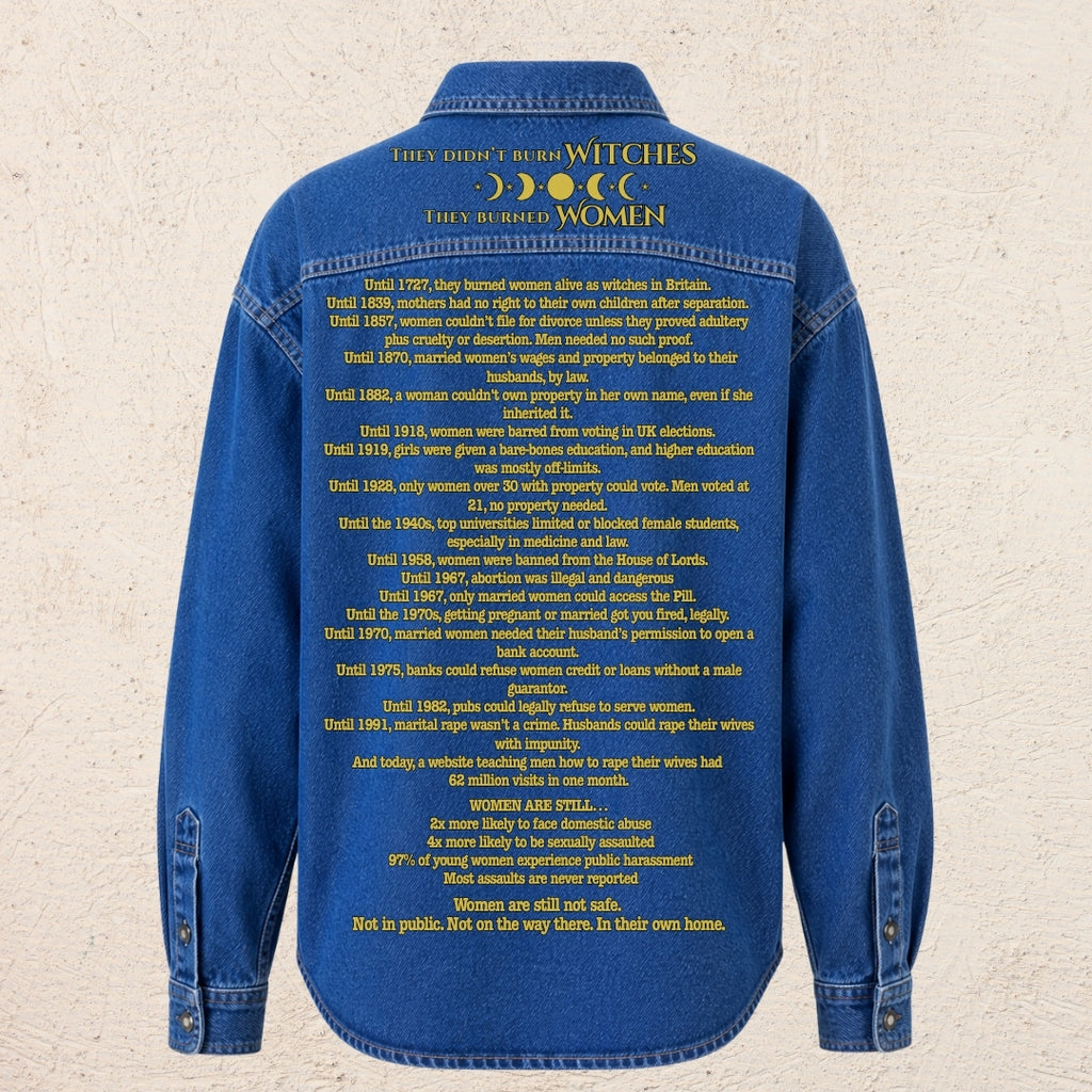 What Are You Angry About? Custom Preloved Protest Denim Shirt Large | 20% to charity (Copy)