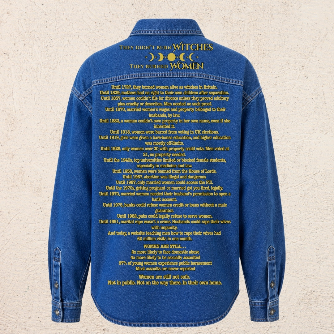 What Are You Angry About? Custom Preloved Protest Denim Shirt Large | 20% to charity (Copy)