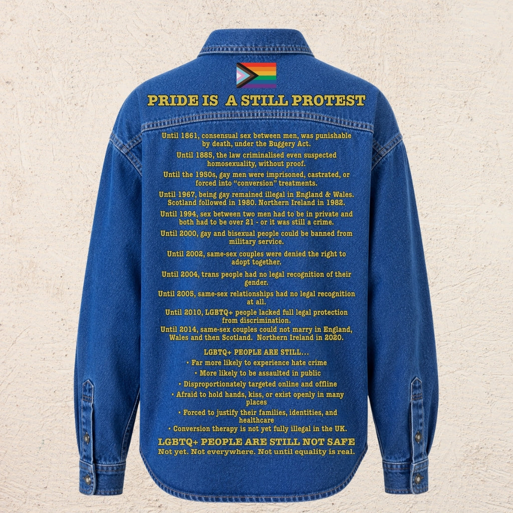 What Are You Angry About? Custom Preloved Protest Denim Shirt Large | 20% to charity (Copy)