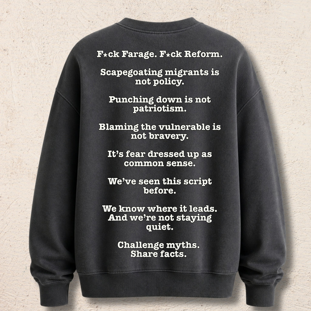 What Are You Angry About? Custom Preloved Protest Jumper Grey Stones | 20% to charity