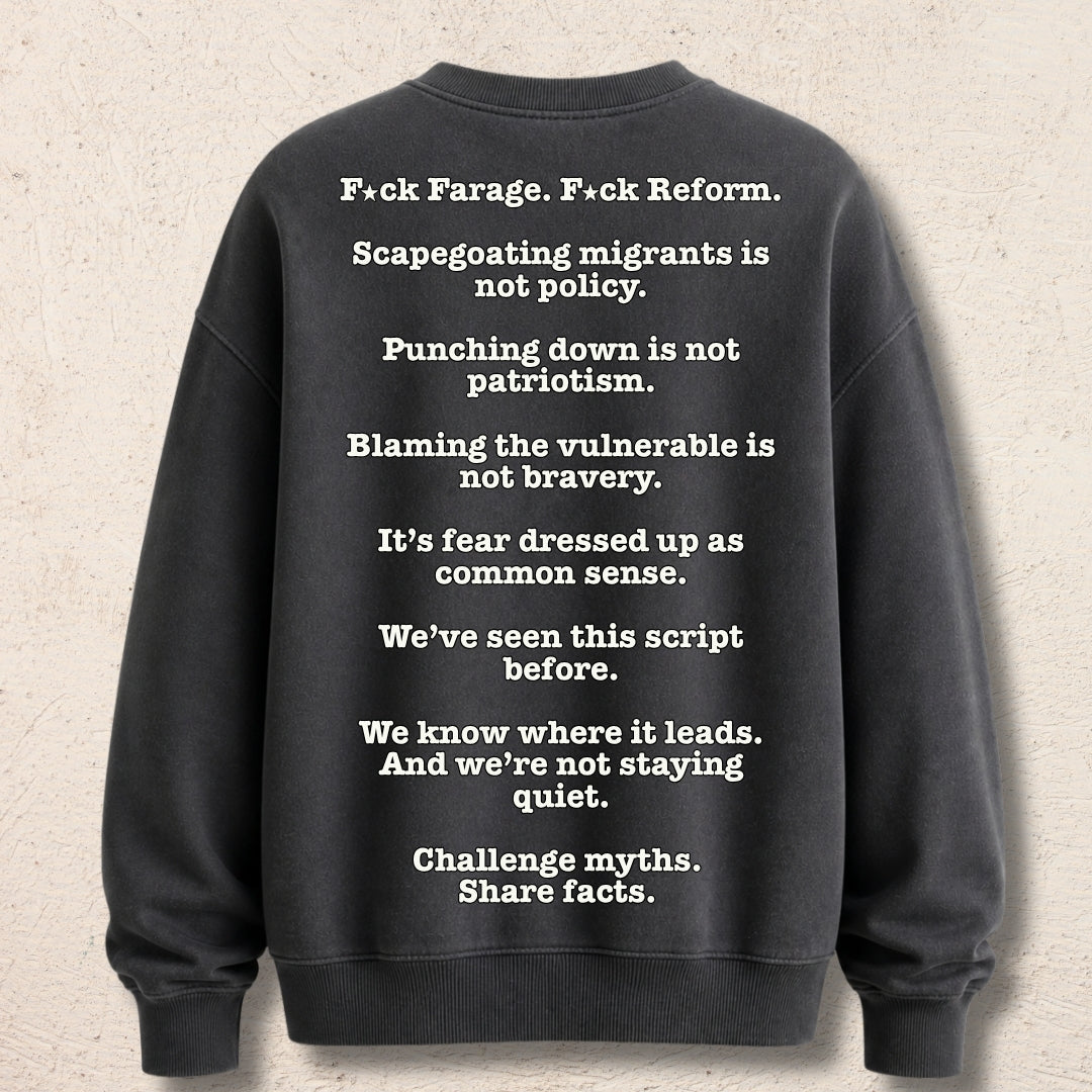What Are You Angry About? Custom Preloved Protest Jumper Grey Stones | 20% to charity