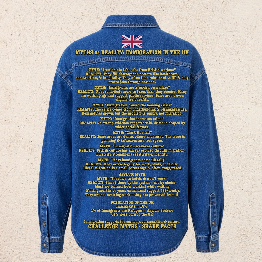 What Are You Angry About? Custom Preloved Protest Denim Shirt Large | 20% to charity (Copy)