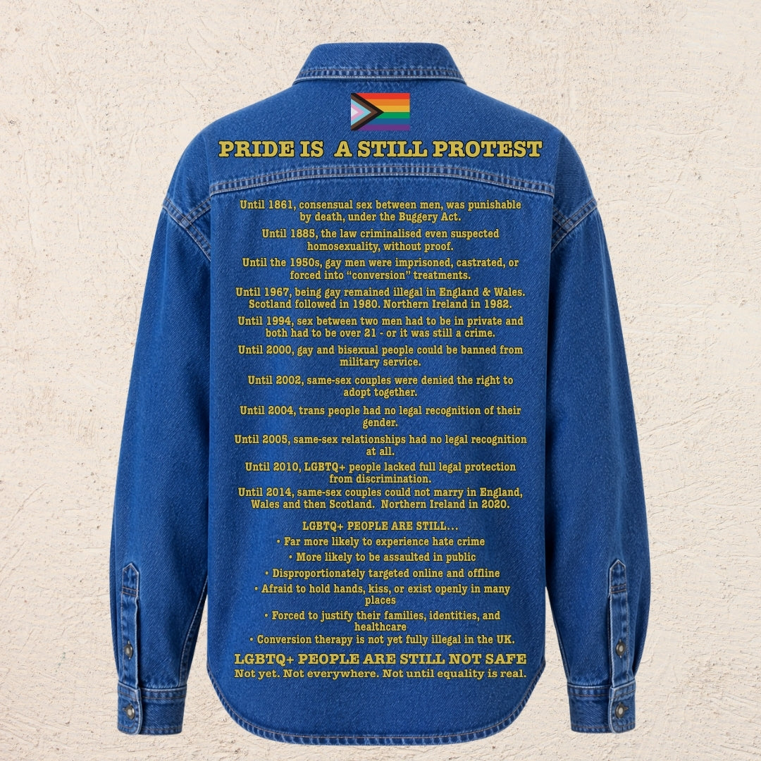 What Are You Angry About? Custom Preloved Protest Denim Shirt Large | 20% to charity (Copy)