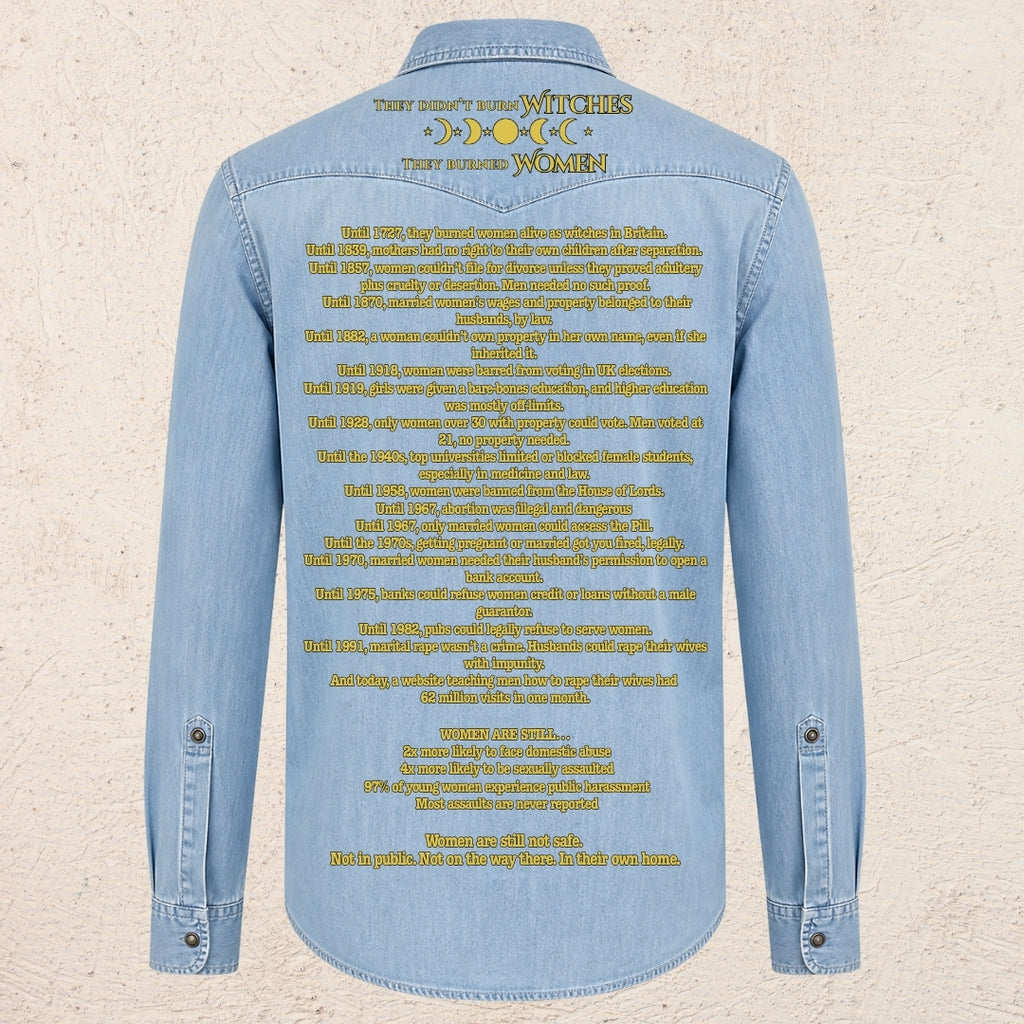 What Are You Angry About? Custom Preloved Protest Denim Shirt | 20% to charity