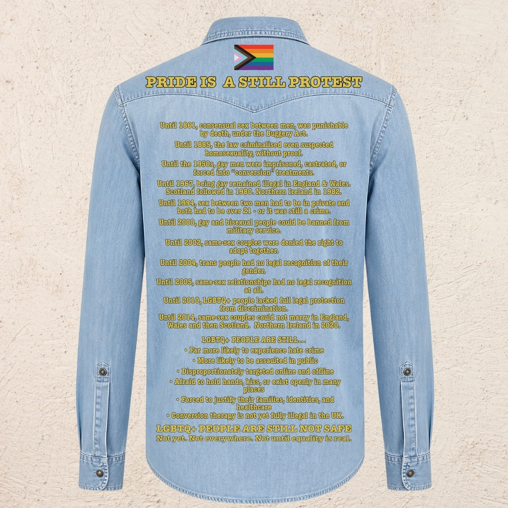 What Are You Angry About? Custom Preloved Protest Denim Shirt | 20% to charity