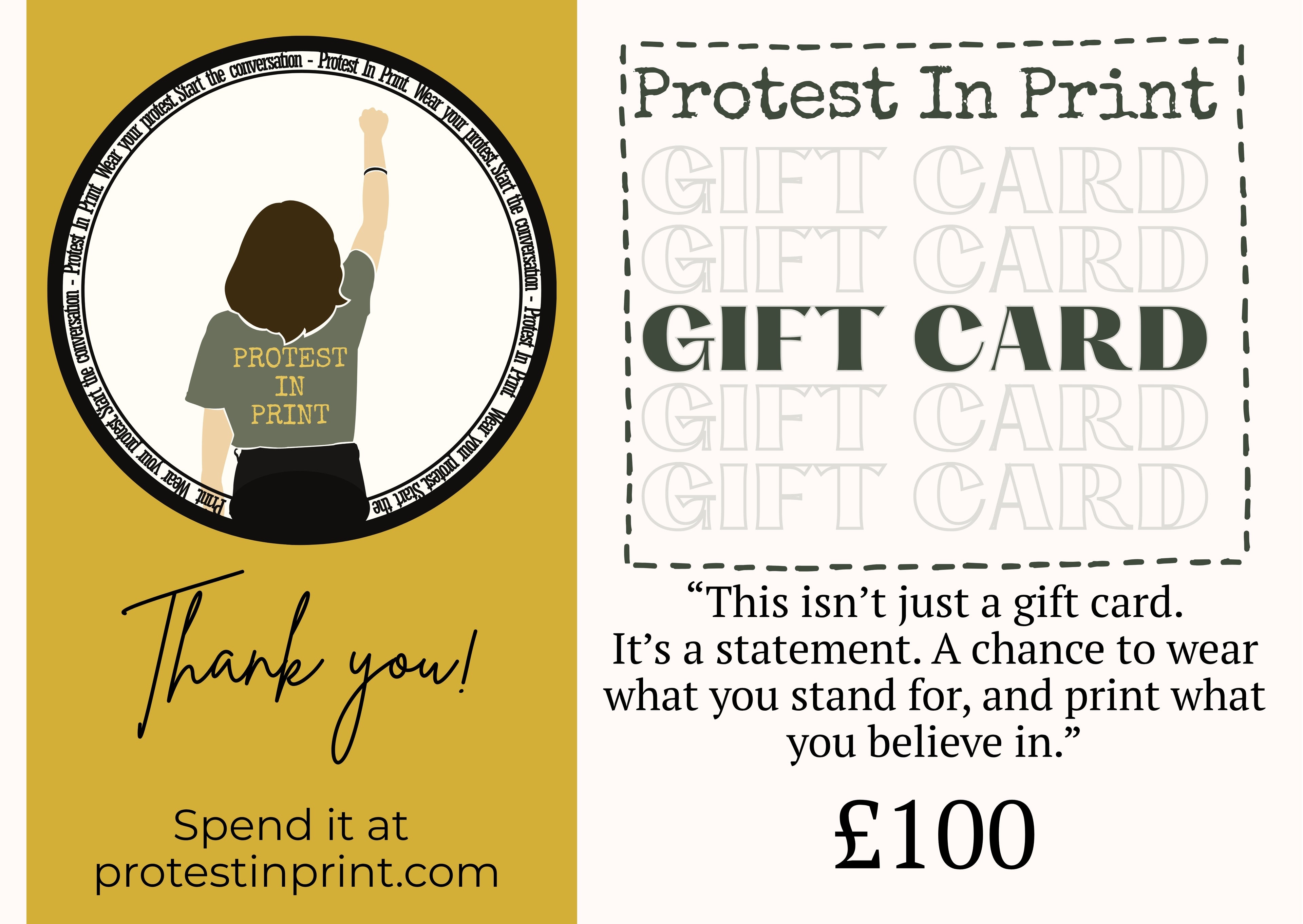 Protest In Print Gift Card - The Perfect Present